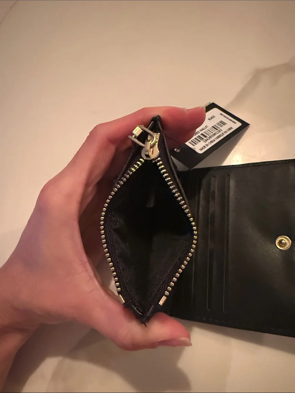 Badgley mischka Black Quilted coin/card wallet with Gold Logo - Designer Style